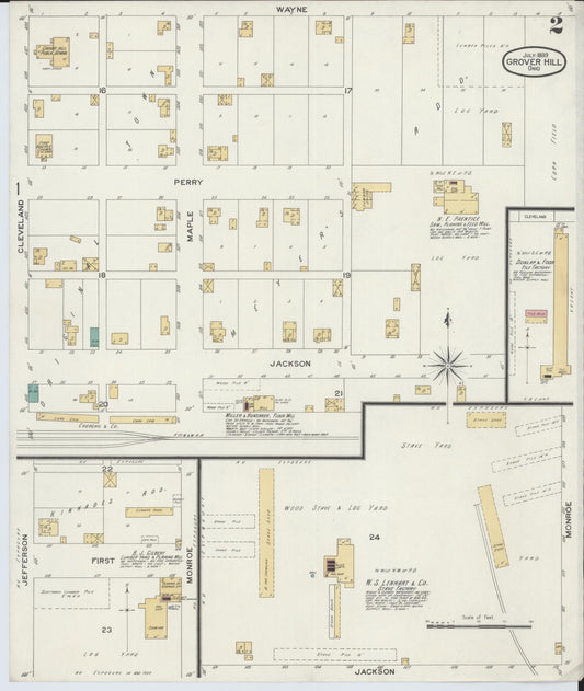 Sanborn Fire Insurance Map from Grover Hill, Paulding County, Ohio (1899), Sheet #0002 - Historic Sanborn Fire Insurance Map Print, vintage old map wall art, antique decor, genealogy gift, Ohio Ohio map