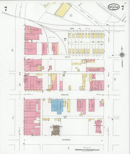Sanborn Fire Insurance Map from Decatur, Morgan County, Alabama (1927), Sheet #0007 - Complete Map Set gallery image, historic Sanborn map, vintage wall art, Alabama Alabama