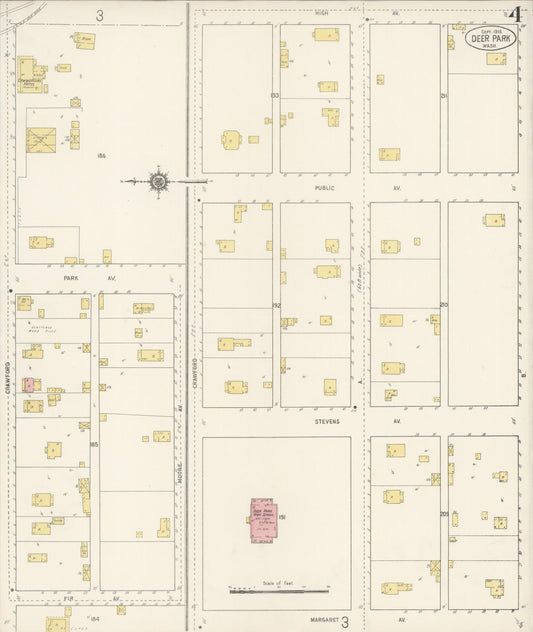 Sanborn Fire Insurance Map from Deer Park, Spokane County, Washington (1915), Sheet #0004 - Historic Sanborn Fire Insurance Map Print, vintage old map wall art, antique decor, genealogy gift, Washington Washington map
