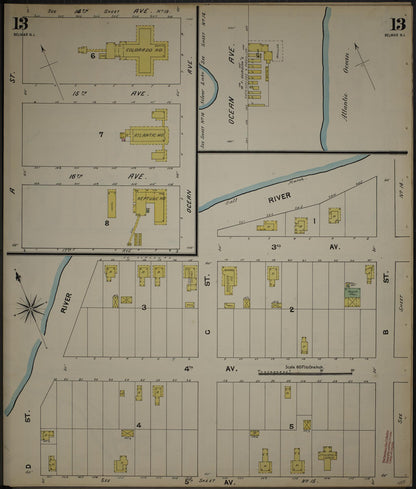 Sanborn Fire Insurance Map from New Jersey Coast, New Jersey Coast, New Jersey (1890), Sheet #0013 - Complete Map Set gallery image, historic Sanborn map, vintage wall art, New Jersey Coast New Jersey