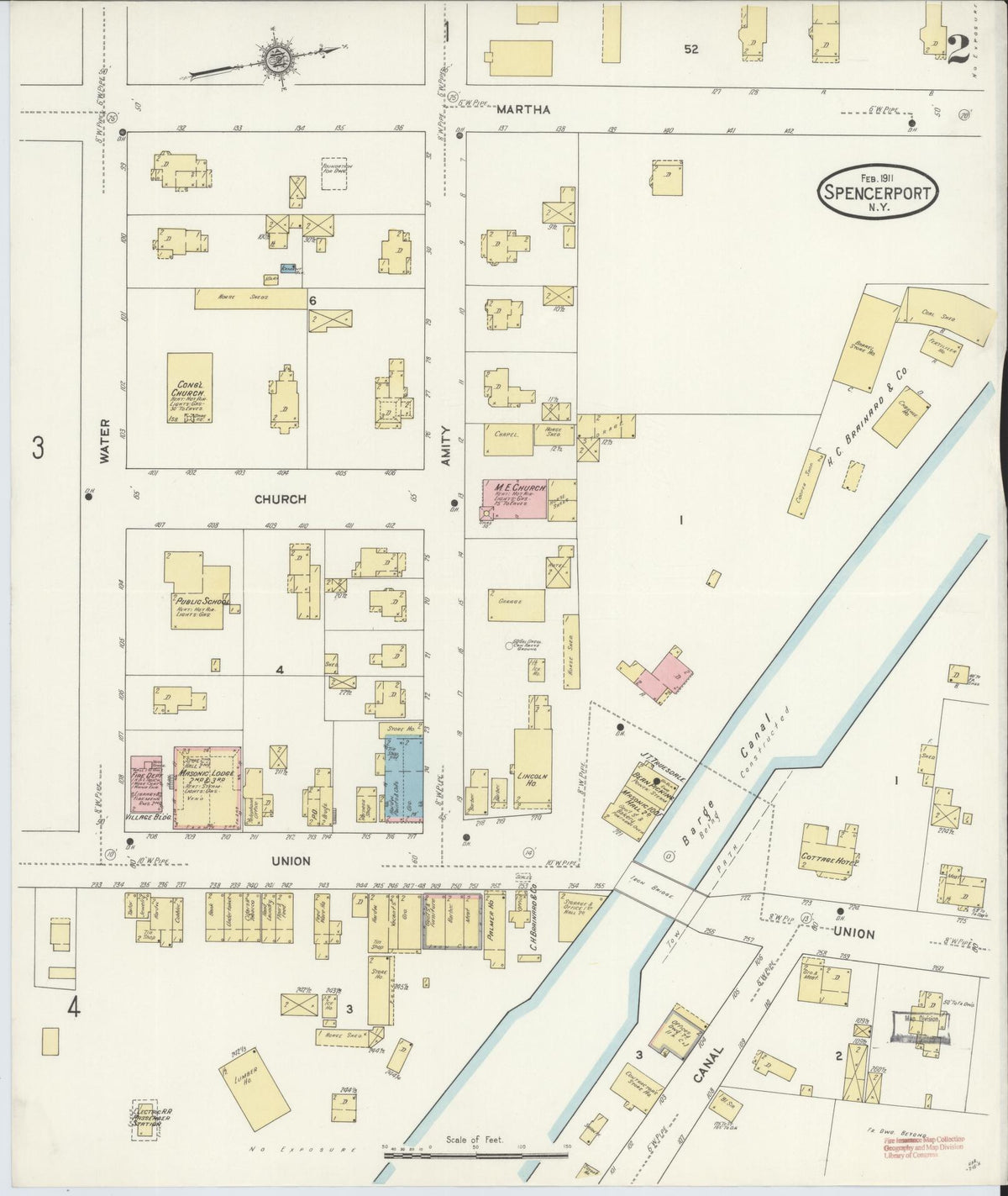 Sanborn Fire Insurance Map from Spencerport, Monroe County, New York (1911), Sheet #0002 - Complete Map Set gallery image, historic Sanborn map, vintage wall art, New York New York