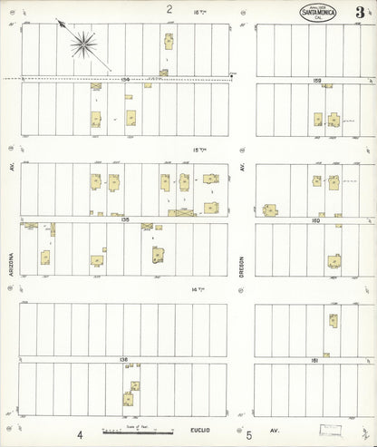 Sanborn Fire Insurance Map from Santa Monica, Los Angeles County, California (1909), Sheet #0003 - Complete Map Set gallery image, historic Sanborn map, vintage wall art, California California