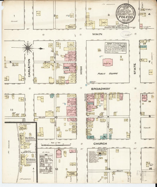 Sanborn Fire Insurance Map from Toledo, Tama County, Iowa (1883), Sheet #0001 - Historic Sanborn Fire Insurance Map Print, vintage old map wall art