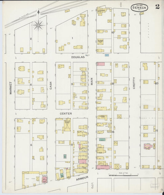 Sanborn Fire Insurance Map from Seneca, La Salle County, Illinois (1893), Sheet #0002 - Historic Sanborn Fire Insurance Map Print, vintage old map wall art, antique decor, genealogy gift, Illinois Illinois map