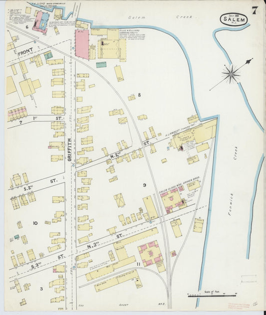 Sanborn Fire Insurance Map from Salem, Salem County, New Jersey (1891), Sheet #0007 - Historic Sanborn Fire Insurance Map Print, vintage old map wall art, antique decor, genealogy gift, New Jersey New Jersey map