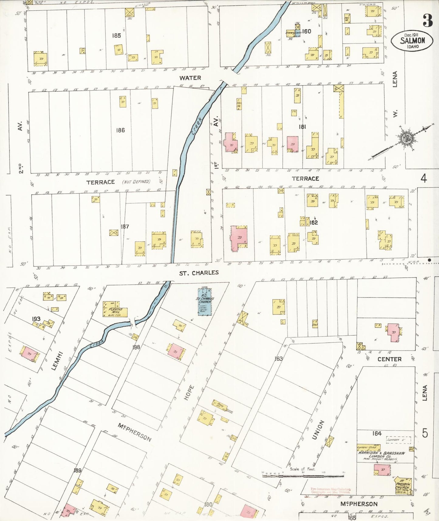 Sanborn Fire Insurance Map from Salmon City, Lemhi County, Idaho (1911), Sheet #0003 - Complete Map Set gallery image, historic Sanborn map, vintage wall art, Idaho Idaho