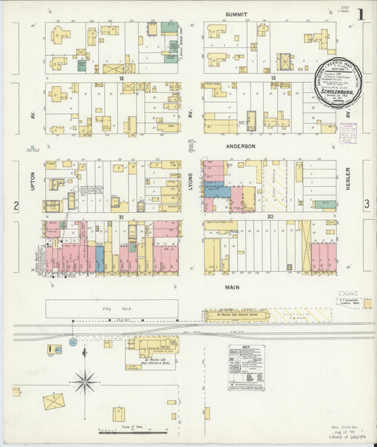Sanborn Fire Insurance Map from Schulenburg, Fayette County, Texas (1901), Sheet #0001 - Complete Map Set gallery image, historic Sanborn map, vintage wall art, Texas Texas