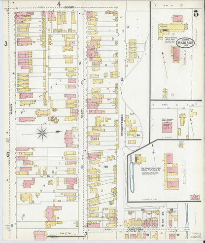 Sanborn Fire Insurance Map from Madison, Jefferson County, Indiana (1904), Sheet #0005 - Complete Map Set gallery image, historic Sanborn map, vintage wall art, Indiana Indiana