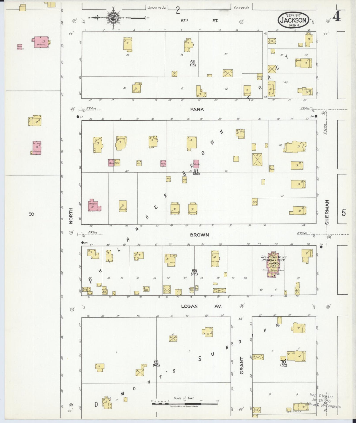 Sanborn Fire Insurance Map from Jackson, Jackson County, Minnesota (1917), Sheet #0004 - Complete Map Set gallery image, historic Sanborn map, vintage wall art, Minnesota Minnesota