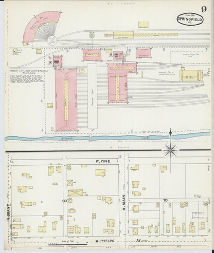 Sanborn Fire Insurance Map from Springfield, Greene County, Missouri (1891), Sheet #0009 - Complete Map Set gallery image, historic Sanborn map, vintage wall art, Missouri Missouri