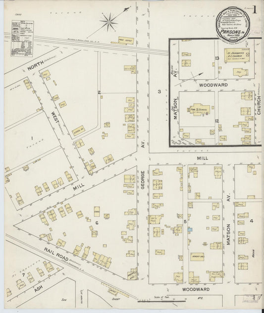 Sanborn Fire Insurance Map from Parsons, Luzerne County, Pennsylvania (1888), Sheet #0001 - Historic Sanborn Fire Insurance Map Print, vintage old map wall art, antique decor, genealogy gift, Pennsylvania Pennsylvania map
