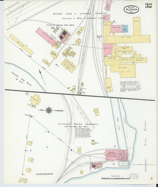 Sanborn Fire Insurance Map from Alpena, Alpena County, Michigan (1910), Sheet #0032 - Historic Sanborn Fire Insurance Map Print, vintage old map wall art, antique decor, genealogy gift, Michigan Michigan map