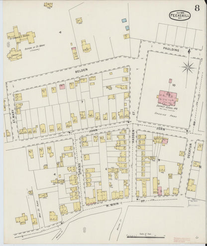 Sanborn Fire Insurance Map from Peekskill, Westchester County, New York (1895), Sheet #0008 - Complete Map Set gallery image, historic Sanborn map, vintage wall art, New York New York