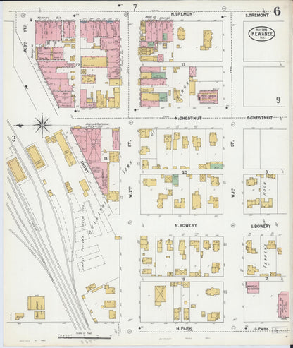 Sanborn Fire Insurance Map from Kewanee, Henry County, Illinois (1899), Sheet #0006 - Historic Sanborn Fire Insurance Map Print, vintage old map wall art, antique decor, genealogy gift, Illinois Illinois map
