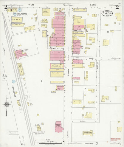 Sanborn Fire Insurance Map from Sardis, Panola County, Mississippi (1925), Sheet #0002 - Complete Map Set gallery image, historic Sanborn map, vintage wall art, Mississippi Mississippi