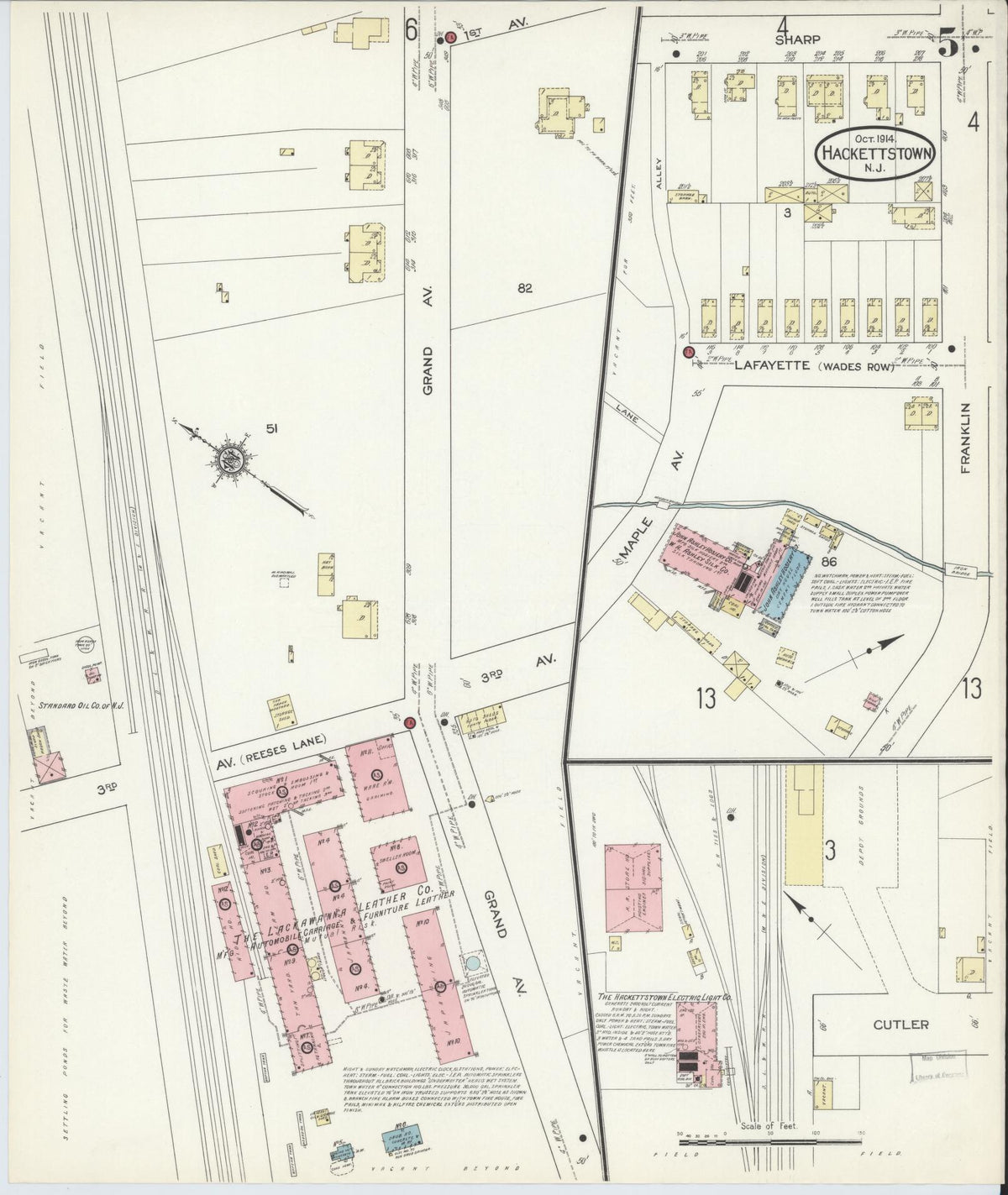 Sanborn Fire Insurance Map from Hackettstown, Warren County, New Jersey (1914), Sheet #0005 - Complete Map Set gallery image, historic Sanborn map, vintage wall art, New Jersey New Jersey