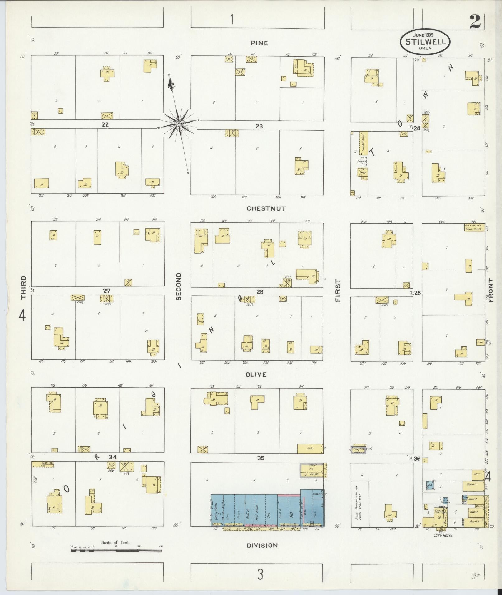 Sanborn Fire Insurance Map from Stillwell, Adair County, Oklahoma (1909), Sheet #0002 - Complete Map Set gallery image, historic Sanborn map, vintage wall art, Oklahoma Oklahoma