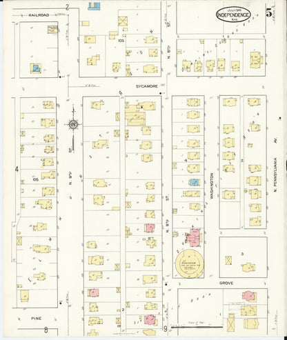 Sanborn Fire Insurance Map from Independence, Montgomery County, Kansas (1916), Sheet #0005 - Complete Map Set gallery image, historic Sanborn map, vintage wall art, Kansas Kansas