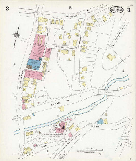 Sanborn Fire Insurance Map from Ossining, Westchester County, New York (1924), Sheet #0003 - Historic Sanborn Fire Insurance Map Print, vintage old map wall art, antique decor, genealogy gift, New York New York map