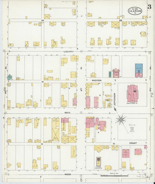 Sanborn Fire Insurance Map from Clarion, Clarion County, Pennsylvania (1906), Sheet #0003 - Historic Sanborn Fire Insurance Map Print, vintage old map wall art, antique decor, genealogy gift, Pennsylvania Pennsylvania map
