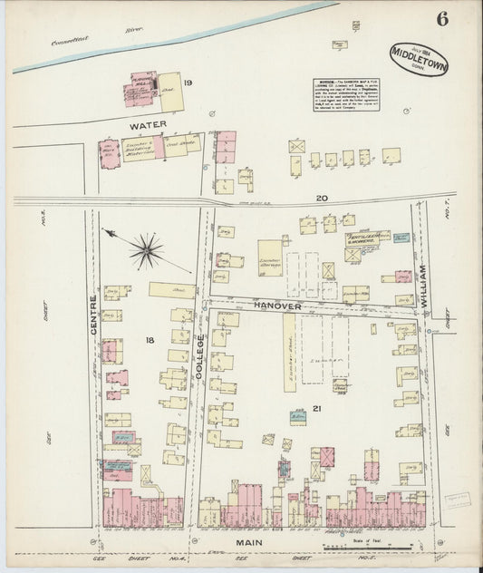 Sanborn Fire Insurance Map from Middletown, Middlesex County, Connecticut (1884), Sheet #0005 - Historic Sanborn Fire Insurance Map Print, vintage old map wall art, antique decor, genealogy gift, Connecticut Connecticut map