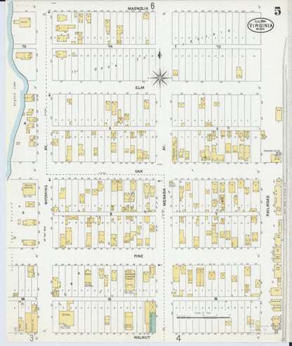 Sanborn Fire Insurance Map from Virginia, Saint Louis County, Minnesota (1904), Sheet #0005 - Complete Map Set gallery image, historic Sanborn map, vintage wall art, Minnesota Minnesota