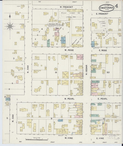Sanborn Fire Insurance Map from Owatonna, Steele County, Minnesota (1889), Sheet #0004 - Complete Map Set gallery image, historic Sanborn map, vintage wall art, Minnesota Minnesota
