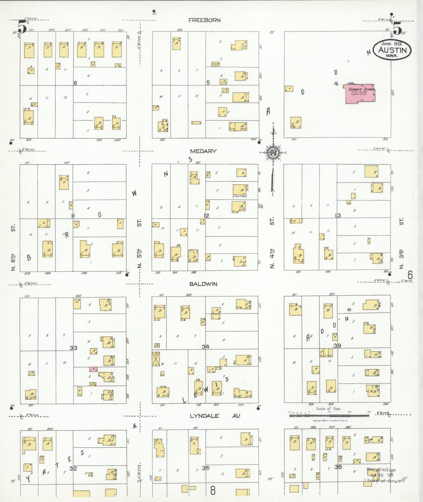 Sanborn Fire Insurance Map from Austin, Mower County, Minnesota (1926), Sheet #0005 - Complete Map Set gallery image, historic Sanborn map, vintage wall art, Minnesota Minnesota