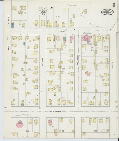 Sanborn Fire Insurance Map from Adrian, Lenawee County, Michigan (1893), Sheet #0006 - Complete Map Set gallery image, historic Sanborn map, vintage wall art, Michigan Michigan
