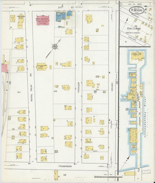 Sanborn Fire Insurance Map from Fort Myers, Lee County, Florida (1917), Sheet #0007 - Historic Sanborn Fire Insurance Map Print, vintage old map wall art, antique decor, genealogy gift, Florida Florida map