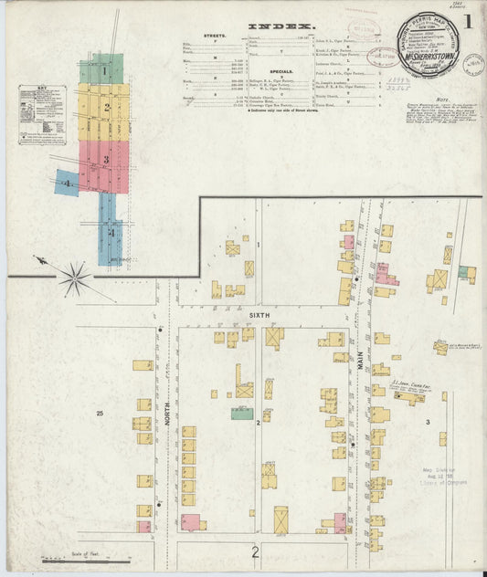 Sanborn Fire Insurance Map from McSherrystown, Adams County, Pennsylvania (1899), Sheet #0001 - Historic Sanborn Fire Insurance Map Print, vintage old map wall art, antique decor, genealogy gift, Pennsylvania Pennsylvania map