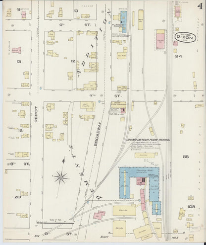 Sanborn Fire Insurance Map from Dixon, Lee County, Illinois (1885), Sheet #0004 - Historic Sanborn Fire Insurance Map Print, vintage old map wall art, antique decor, genealogy gift, Illinois Illinois map