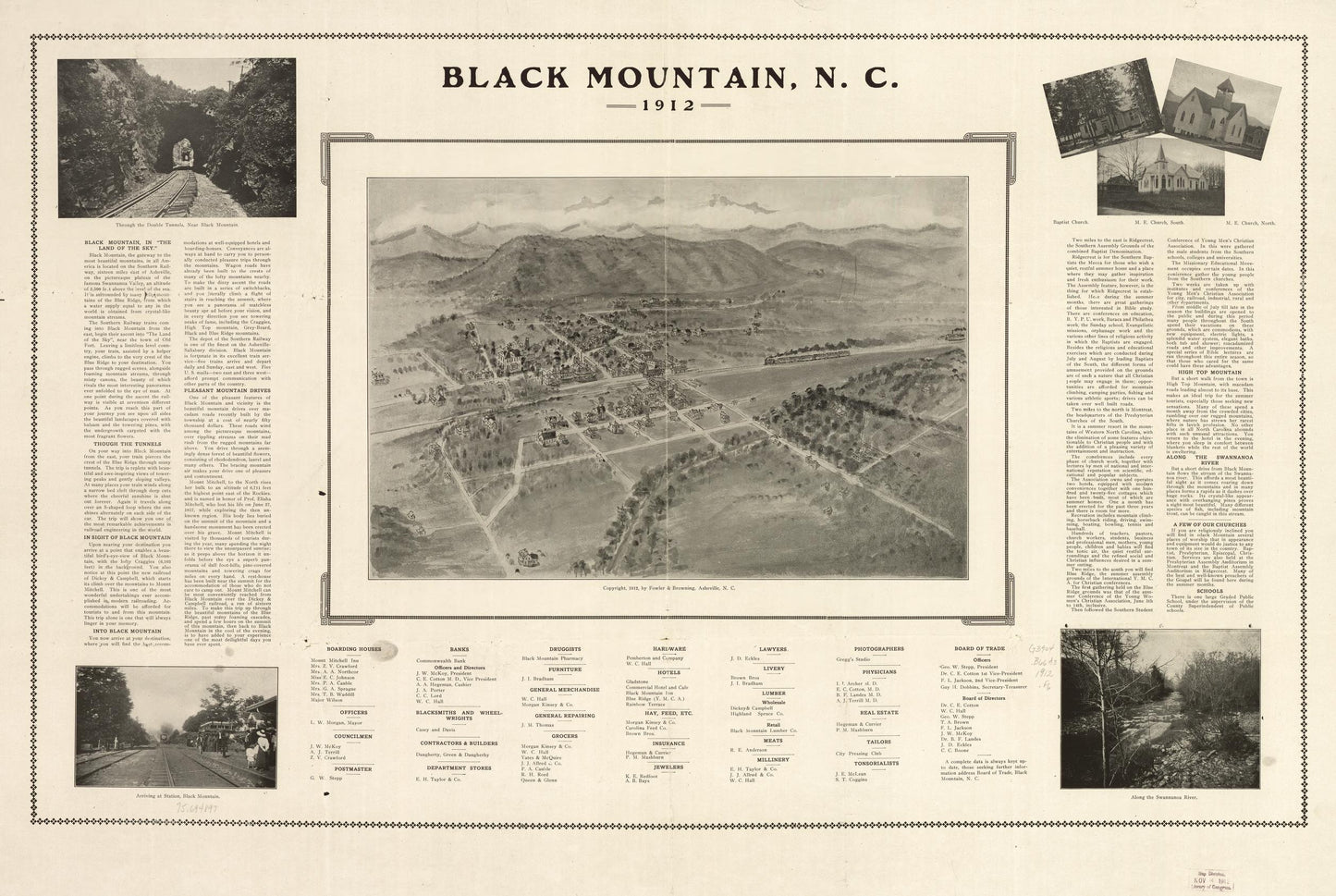 Black Mountain, N.C. 1912. (1912) – Historic Bird’s-Eye View Panorama Print