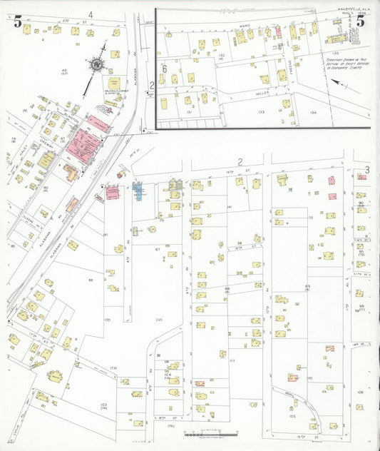 Sanborn Fire Insurance Map from Haleyville, Winston County, Alabama (1939), Sheet #0005 - Historic Sanborn Fire Insurance Map Print, vintage old map wall art, antique decor, genealogy gift, Alabama Alabama map