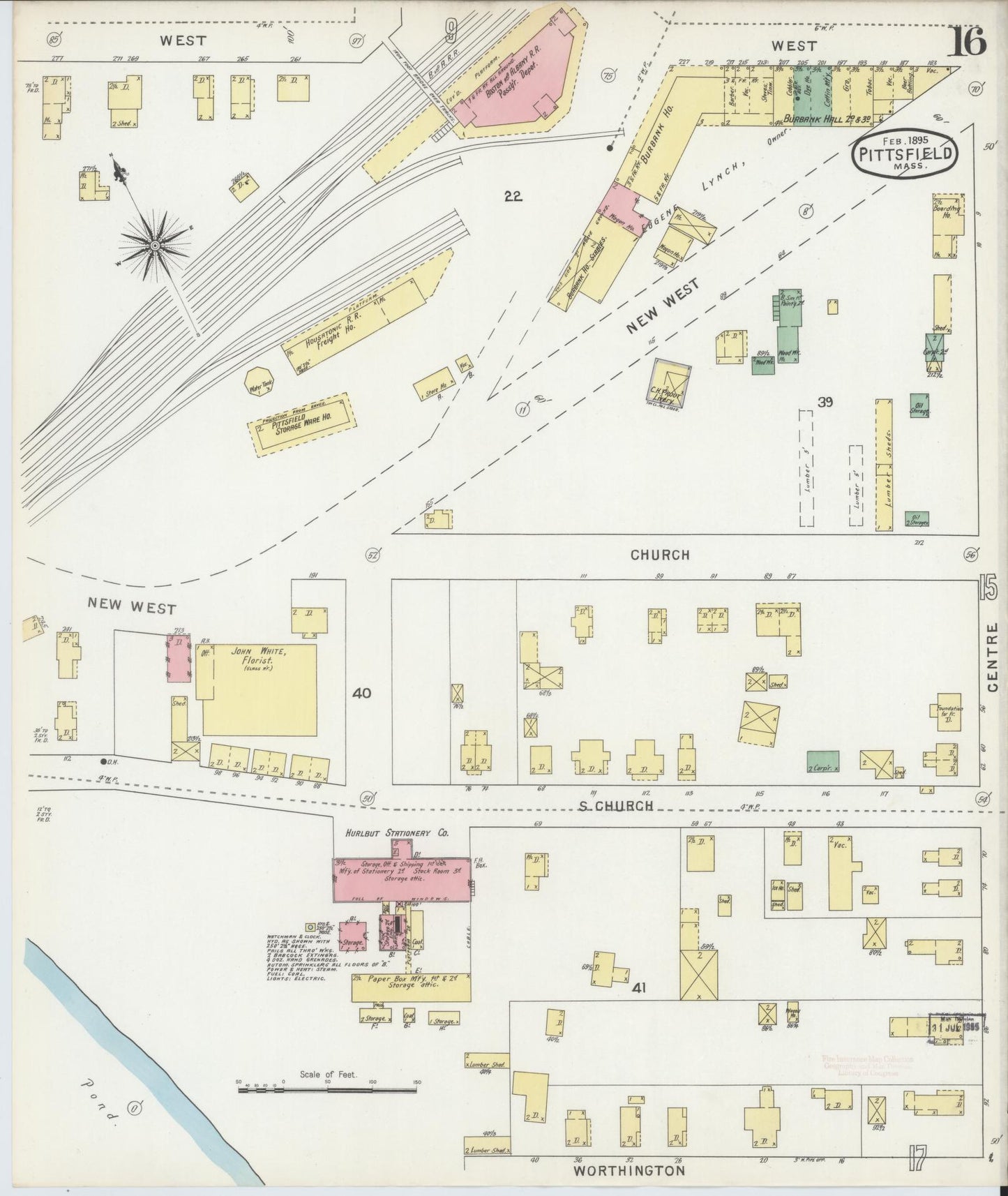 Sanborn Fire Insurance Map from Pittsfield, Berkshire County, Massachusetts (1895), Sheet #0016 - Complete Map Set gallery image, historic Sanborn map, vintage wall art, Massachusetts Massachusetts