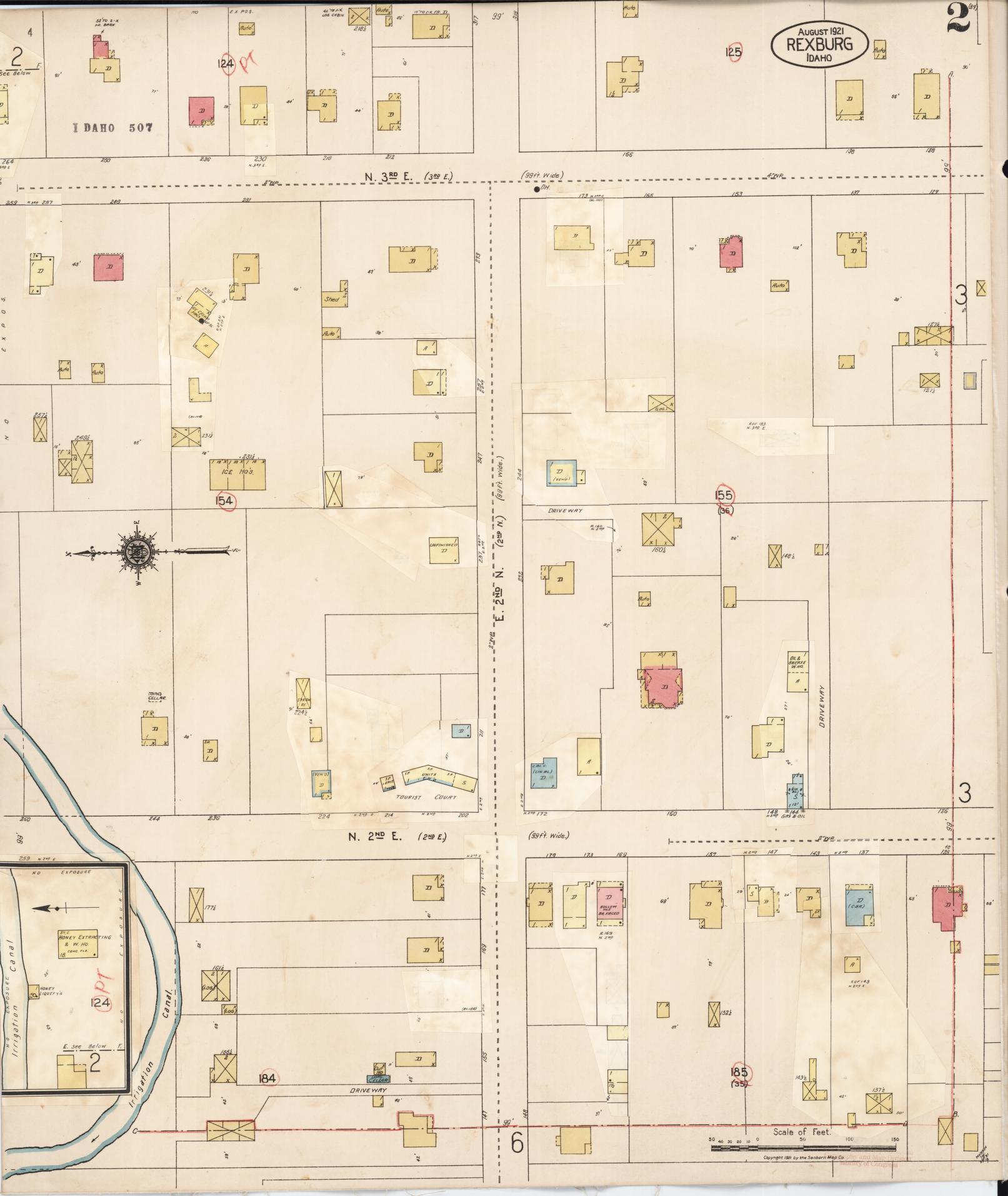 Sanborn Fire Insurance Map from Rexburg, Madison County, Idaho (1943), Sheet #0002 - Historic Sanborn Fire Insurance Map Print, vintage old map wall art, antique decor, genealogy gift, Idaho Idaho map