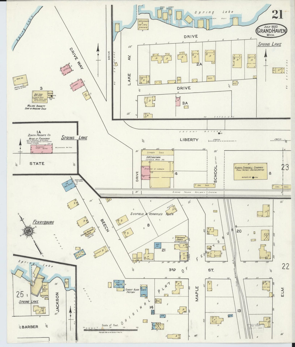 Sanborn Fire Insurance Map from Grand Haven, Ottawa County, Michigan (1920), Sheet #0021 - Complete Map Set gallery image, historic Sanborn map, vintage wall art, Michigan Michigan