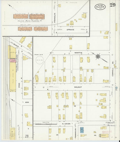 Sanborn Fire Insurance Map from Olean, Cattaraugus County, New York (1909), Sheet #0029 - Complete Map Set gallery image, historic Sanborn map, vintage wall art, New York New York