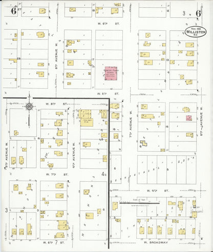 Sanborn Fire Insurance Map from Williston, Williams County, North Dakota (1926), Sheet #0006 - Complete Map Set gallery image, historic Sanborn map, vintage wall art, North Dakota North Dakota