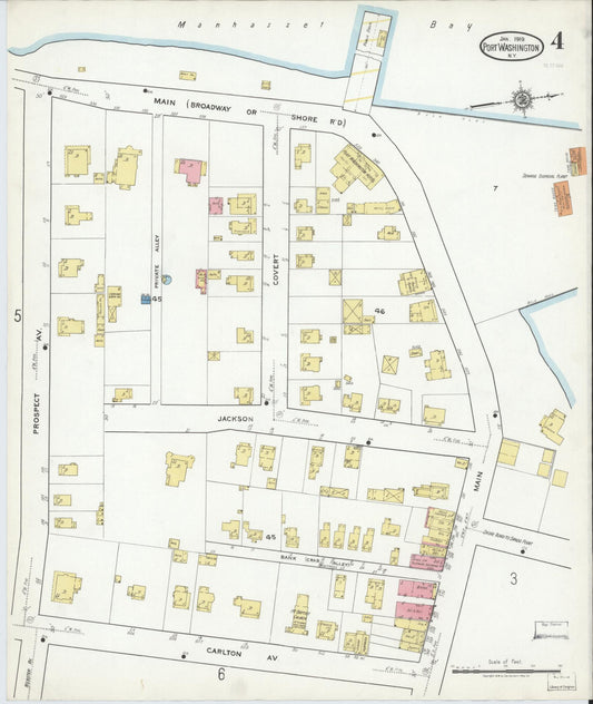 Sanborn Fire Insurance Map from Port Washington, Nassau County, New York (1919), Sheet #0004 - Historic Sanborn Fire Insurance Map Print, vintage old map wall art, antique decor, genealogy gift, New York New York map
