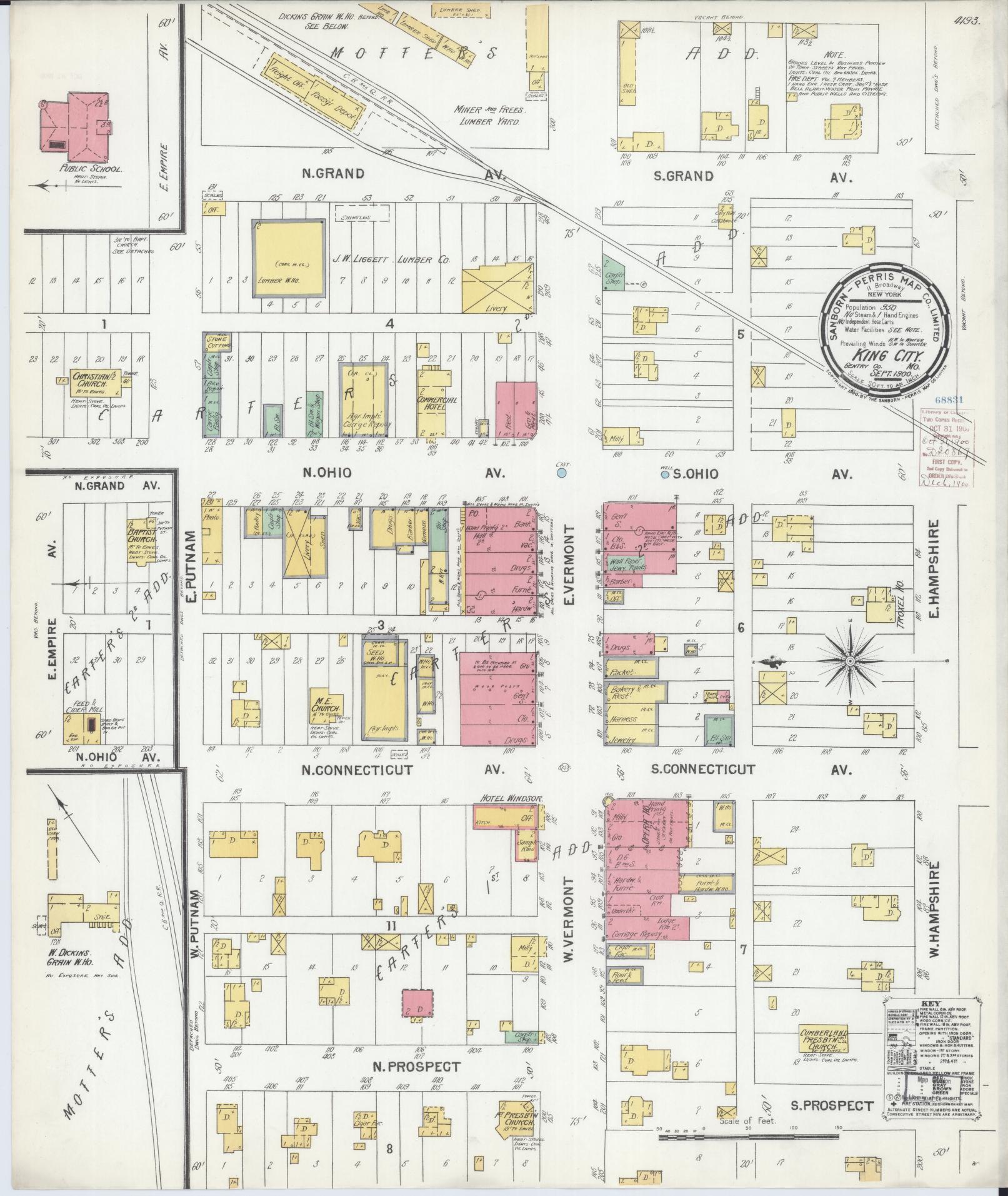 Sanborn Fire Insurance Map from King City, Gentry County, Missouri (1900), Sheet #0001 - Historic Sanborn Fire Insurance Map Print, vintage old map wall art, antique decor, genealogy gift, Missouri Missouri map