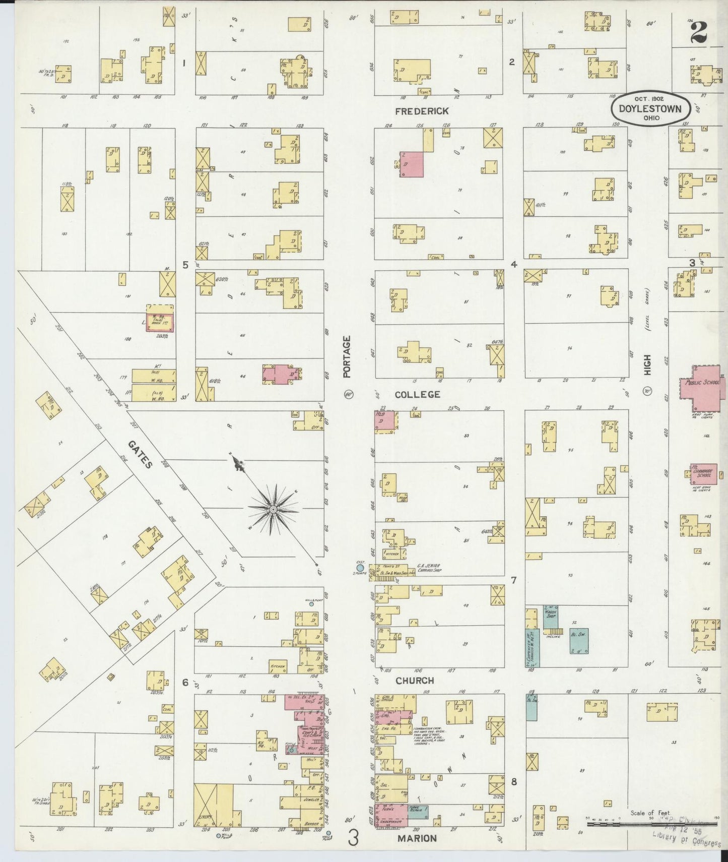 Sanborn Fire Insurance Map from Doylestown, Wayne County, Ohio (1902), Sheet #0002 - Historic Sanborn Fire Insurance Map Print, vintage old map wall art, antique decor, genealogy gift, Ohio Ohio map