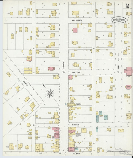 Sanborn Fire Insurance Map from Doylestown, Wayne County, Ohio (1902), Sheet #0002 - Historic Sanborn Fire Insurance Map Print, vintage old map wall art, antique decor, genealogy gift, Ohio Ohio map