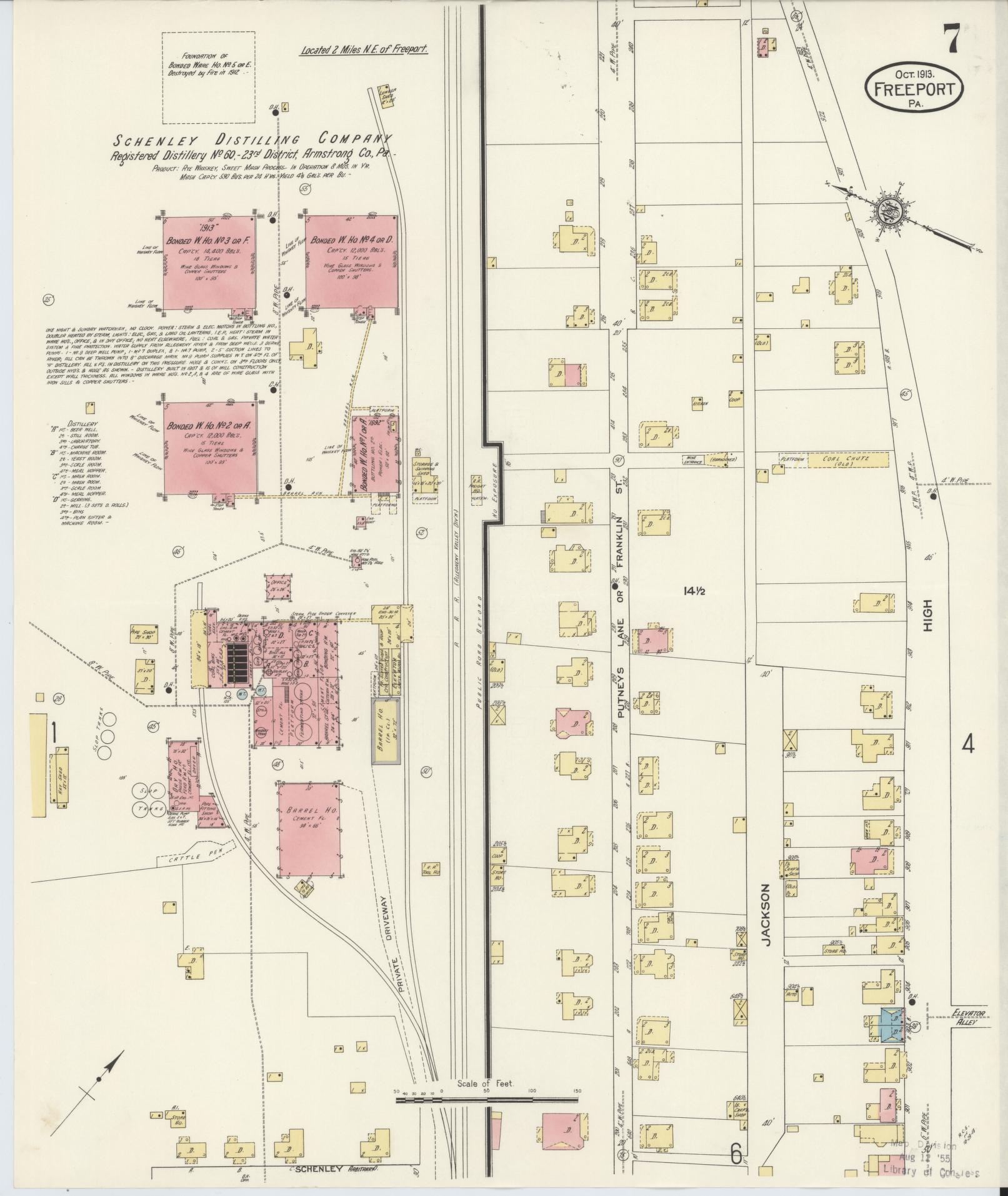 Sanborn Fire Insurance Map from Freeport, Armstrong County, Pennsylvania (1913), Sheet #0007 - Historic Sanborn Fire Insurance Map Print, vintage old map wall art, antique decor, genealogy gift, Pennsylvania Pennsylvania map