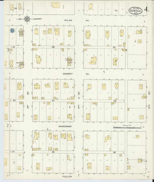 Sanborn Fire Insurance Map from Bowdle, Edmunds County, South Dakota (1913), Sheet #0004 - Historic Sanborn Fire Insurance Map Print, vintage old map wall art, antique decor, genealogy gift, South Dakota South Dakota map