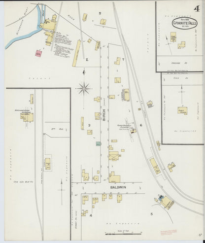 Sanborn Fire Insurance Map from Granite Falls, Yellow Medicine And Chippewa Counties, Minnesota (1893), Sheet #0004 - Complete Map Set gallery image, historic Sanborn map, vintage wall art, Minnesota Minnesota