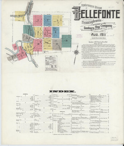 Sanborn Fire Insurance Map from Bellefonte, Centre County, Pennsylvania (1911), Sheet #0001 - Complete Map Set gallery image, historic Sanborn map, vintage wall art, Pennsylvania Pennsylvania