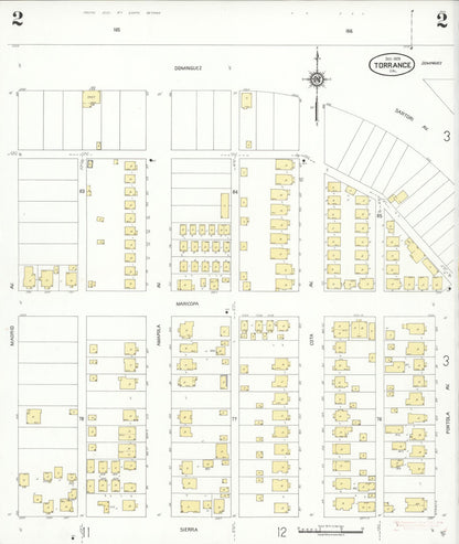 Sanborn Fire Insurance Map from Torrance, Los Angeles County, California (1929), Sheet #0002 - Complete Map Set gallery image, historic Sanborn map, vintage wall art, California California