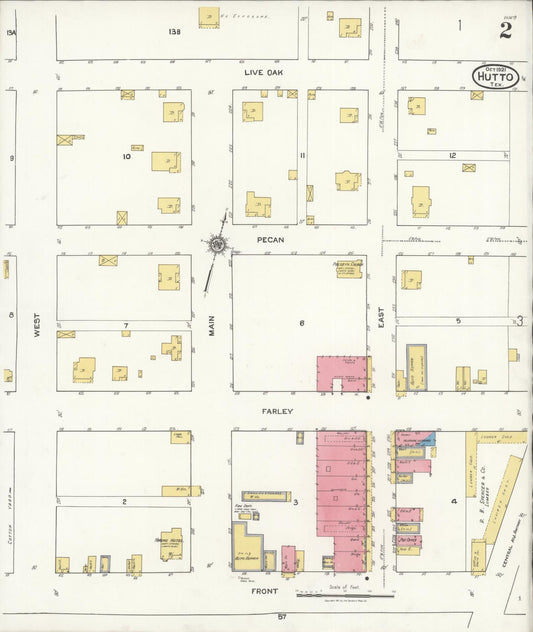 Sanborn Fire Insurance Map from Hutto, Williamson County, Texas (1921), Sheet #0002 - Historic Sanborn Fire Insurance Map Print, vintage old map wall art, antique decor, genealogy gift, Texas Texas map