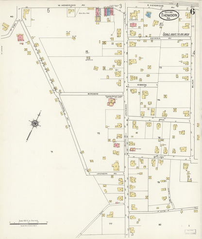 Sanborn Fire Insurance Map from Thomson, McDuffie County, Georgia (1921), Sheet #0006 - Complete Map Set gallery image, historic Sanborn map, vintage wall art, Georgia Georgia